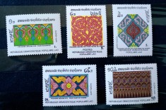 Laos 1988 folclor, carpete tradiționale , serie 5v nestampilata