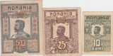 ROMANIA 10 BANI 1917, 25 BANI 1917, 50 BANI 1917 Ferdinand aXF