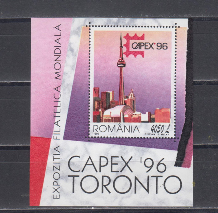 M1 TX8 3 - 1996 - Expozitia filatelica CAPEX 96 - Toronto - colita dantelata