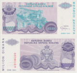 1994, 1.000.000 Dinara (P-R33a) - Republica S&acirc;rbă Krajina (Croaţia) - stare UNC