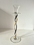 Sfeșnic Vintage 30 cm &ndash; Sticlă Artistică Rom&acirc;nească &ndash; Decor Negru și Auriu