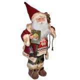 Figurină Decorativă, Moș Crăciun, Clopoțel și Carte de Dorințe, 46cm, Roșu