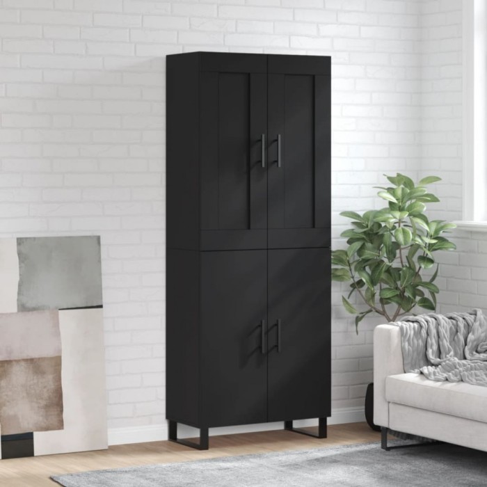 vidaXL Dulap &icirc;nalt, negru, 69,5x34x180 cm, lemn compozit