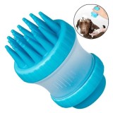 Perie de baie pentru animale de companie, cu recipient pentru sampon, 8 x 11 cm, albastru