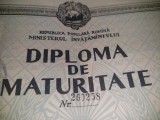 RARA!DIPLOMA DE MATURITATE R.P.R. 1964 a Aviatorului militar CALU EMIL+Copie sta