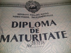 RARA!DIPLOMA DE MATURITATE R.P.R. 1964 a Aviatorului militar CALU EMIL+Copie sta