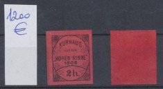 Posta locala Paltinis Hohe Rinne timbru rarisim 2 heller nedantelat din 1906 nestampilat MNH