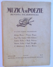 MUZICA SI POEZIE - REVISTA FILARMONICEI - ANUL I , 1936 - IUNIE , NO. 8 foto