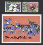 Maldives 1984 - Flori, orhidee, Ausipex, serie si colita neuzata