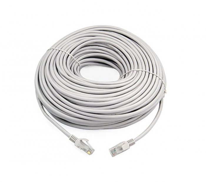 Cablu UTP Retea, Gri, Ethernet Cat 5e, 30m Lungime, Conector RJ45