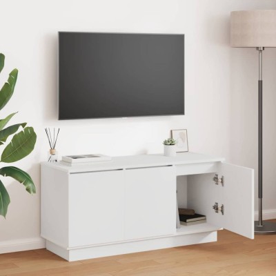 vidaXL Cabinet TV cu LED Alb 100 x 38 x 49 cm Lemn compozit foto