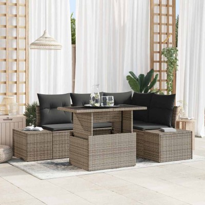 vidaXL Set de canapele pentru grădină 5 pcs Gri 100 x 55 x 73 cm 3349175 foto