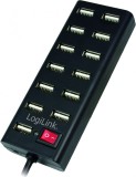 HUB extern LOGILINK, porturi USB: USB 2.0 x 13, conectare prin USB 2.0, alimentare retea 220 V, cablu 0.75 m, negru, &amp;quot;UA0126&amp;quot; (timbru verde