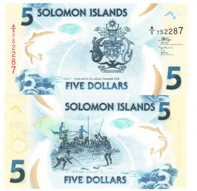 Insulele Solomon 5 Dolari 2019 P-39 Polimer UNC foto