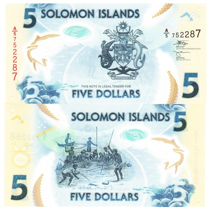Insulele Solomon 5 Dolari 2019 P-39 Polimer UNC