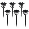 Set 6 Lampi Solare Gradina, Tip Tarus, Negre, Autonomie 8h, IP65, 5W, Lumina Rece, 1400lm, ABS, Rezistente Intemperii