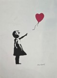 Banksy - Girl with baloon (Red), litografie originala