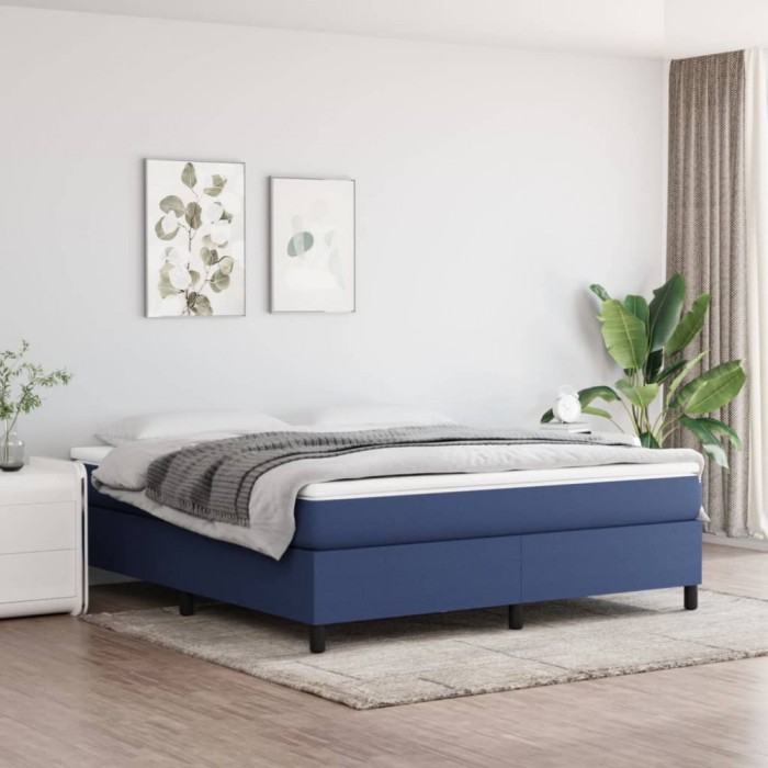 Cadru de pat fără saltea, albastru, 180x200 cm, textil