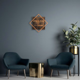 Decoratiune de perete, Fashion, 50% lemn/50% metal, Dimensiune: 54 x 54 cm, Nuc / Cupru, Skyler