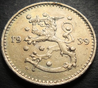 Moneda istorica 1 MARKKA - FINLANDA, anul 1939 * cod 3897 A foto