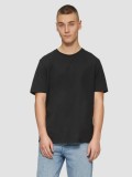 Tricou cu maneca scurta, barbati, la baza gatului, croiala Regular Fit, Negru, S