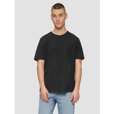 Tricou cu maneca scurta, barbati, la baza gatului, croiala Regular Fit, Negru, S