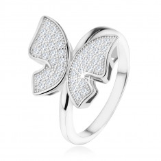 Inel argint 925, fluture sclipitor, &icirc;ncrustat cu zirconiu transparent - Marime inel: 58