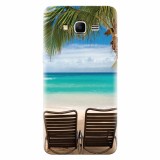 Husa silicon pentru Samsung Grand Prime, Beach Chairs Palm Tree Seaside