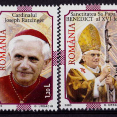 RO 2005 ,LP 1690 ," Nou pontificat - Benedict al XVI-lea " , serie , MNH