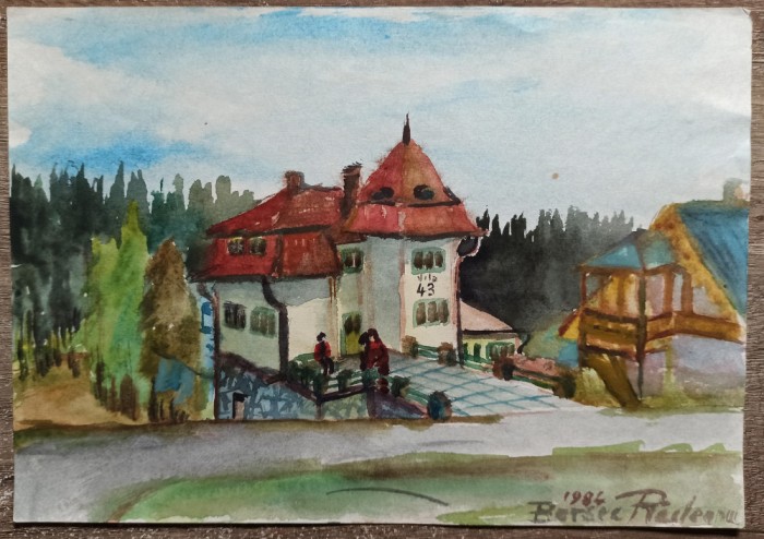 Vila la Borsec// acuarela Rodica Raileanu 1984
