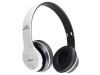 Casti audio, wireless, Bluetooth, lumini LED, radio FM, MP3, alb