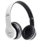 Casti audio, wireless, Bluetooth, lumini LED, radio FM, MP3, alb
