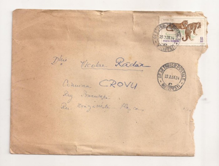 FD9 - Plic Circulat Intern, Crovu - Bucuresti , Include Corespondenta - 1966