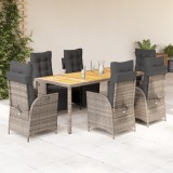 VidaXL Set mobilier de grădină cu perne, 7 piese, gri, poliratan