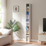 Raft CD Tynset alb cu 10 compartimente reglabile, 187x20x17 cm