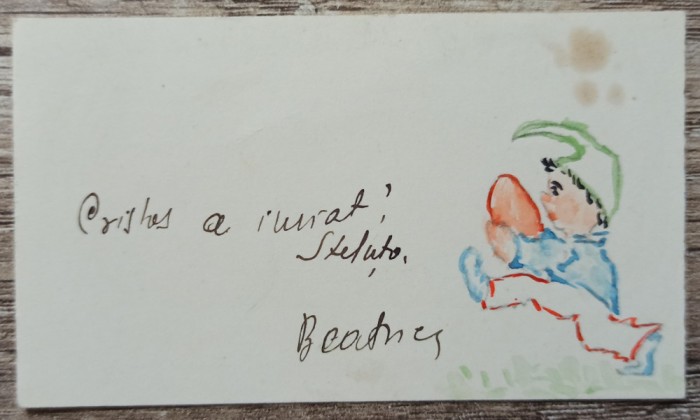 Felicitare interbelica, desen original