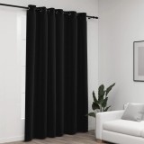 Perdea Opace vidaXL Antracit 290x245 cm, Aspect P&acirc;nză, Ocheți, Draperie Poliester, Blocare Lumină, Lavabilă