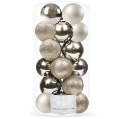 Set globuri de Craciun, 20 bucati, 3 modele, 4cm, argintiu rose Household NewTrend