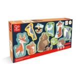 Set 10 puzzle pentru copii mici, Animale salbatice, Hape, +18 luni
