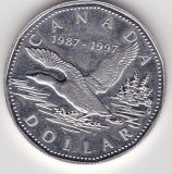 Canada 1 dolar Elizabeth II Loonie Dollar 1997, America de Nord, Argint