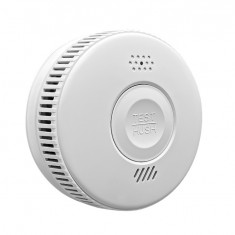 Detector de Fum ambrasmart Wireless pe Baterii, Aplicatie Tuya, Autonom, Senzor Generatie Noua, 85 dB, Alb, Detectare Avansata la 360 de grade a Fumul