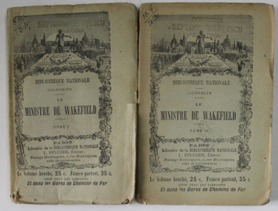 LE MINISTRE DE WAKEFIELD par OLIVIER GOLDSMITH , DEUX VOLUMES , 1898 foto