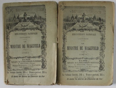 LE MINISTRE DE WAKEFIELD par OLIVIER GOLDSMITH , DEUX VOLUMES , 1898 foto