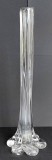 Vaza longilina din sticla transparenta 29cm inaltime, soliflora spiralata vintage