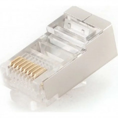 MUFA RJ-45 pt. cablu FTP SFTP Cat5e RJ-45 (T) ecranat plastic cu metal 10 buc &amp;amp;quot;PLUG5SP/10&amp;amp;quot; foto