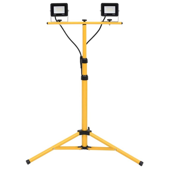 Proiector cu LED și trepied, 2x20 W, alb rece