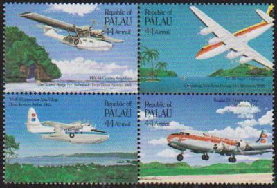 PALAU - 1985 - Seviciul postal aerian + bloc 1 foto