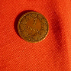 Moneda 1 kr.1860 Austria litera A ,Cu ,cal.F.Buna