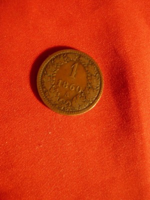 Moneda 1 kr.1860 Austria litera A ,Cu ,cal.F.Buna foto