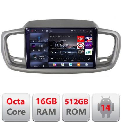 Navigatie Kia Sorento 2015-2018 Edotec Kit-6528 8 core QLED 2K 16+512 360 Android Waze USB Navigatie Internet Youtube Radio CarStore Technology